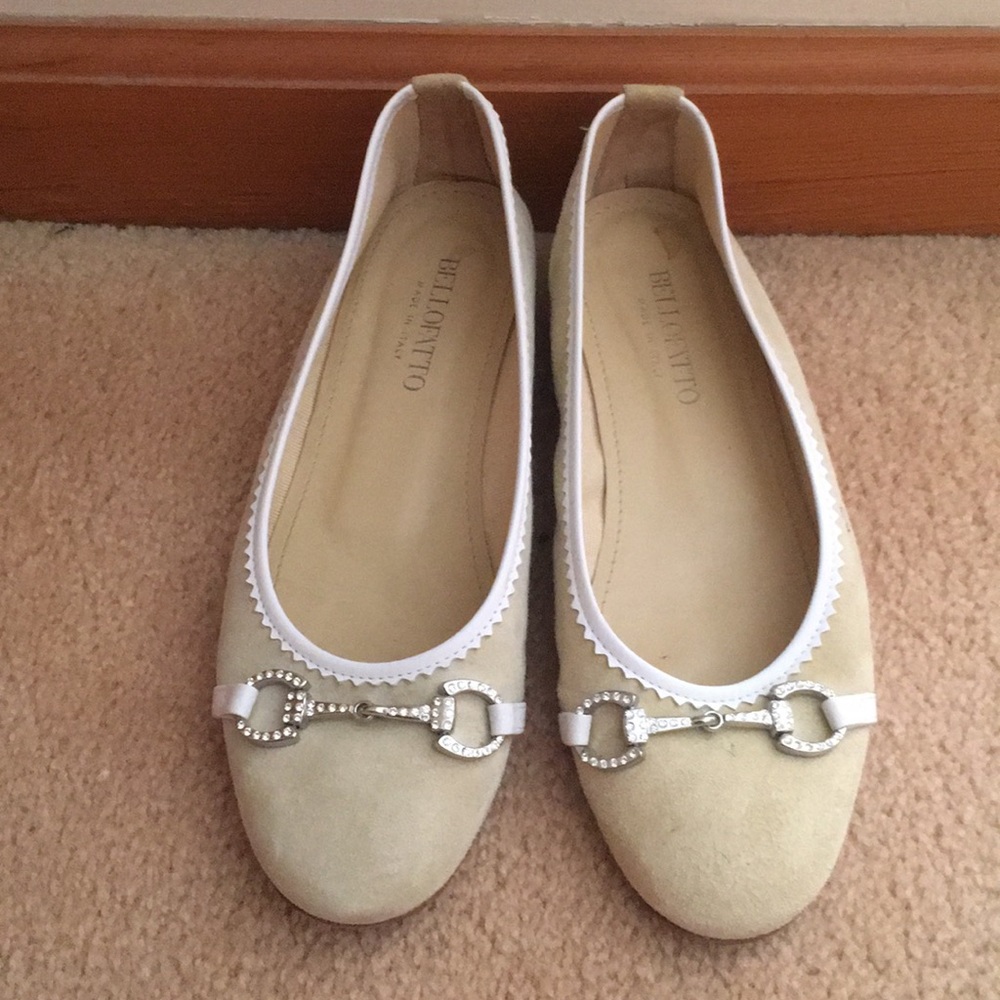 Bellofatto Italian Suede Flats With Jewels